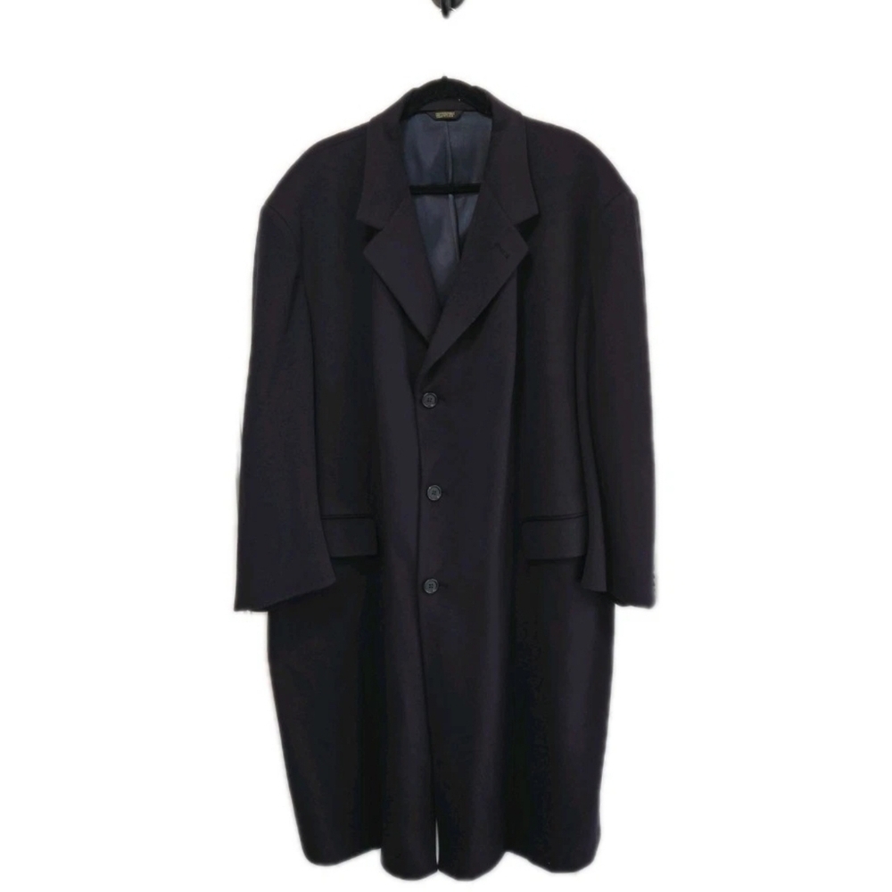 VTG Loro Piana Italy Union Made USA Superfine Lambswool Navy Blue Coat Mens XL